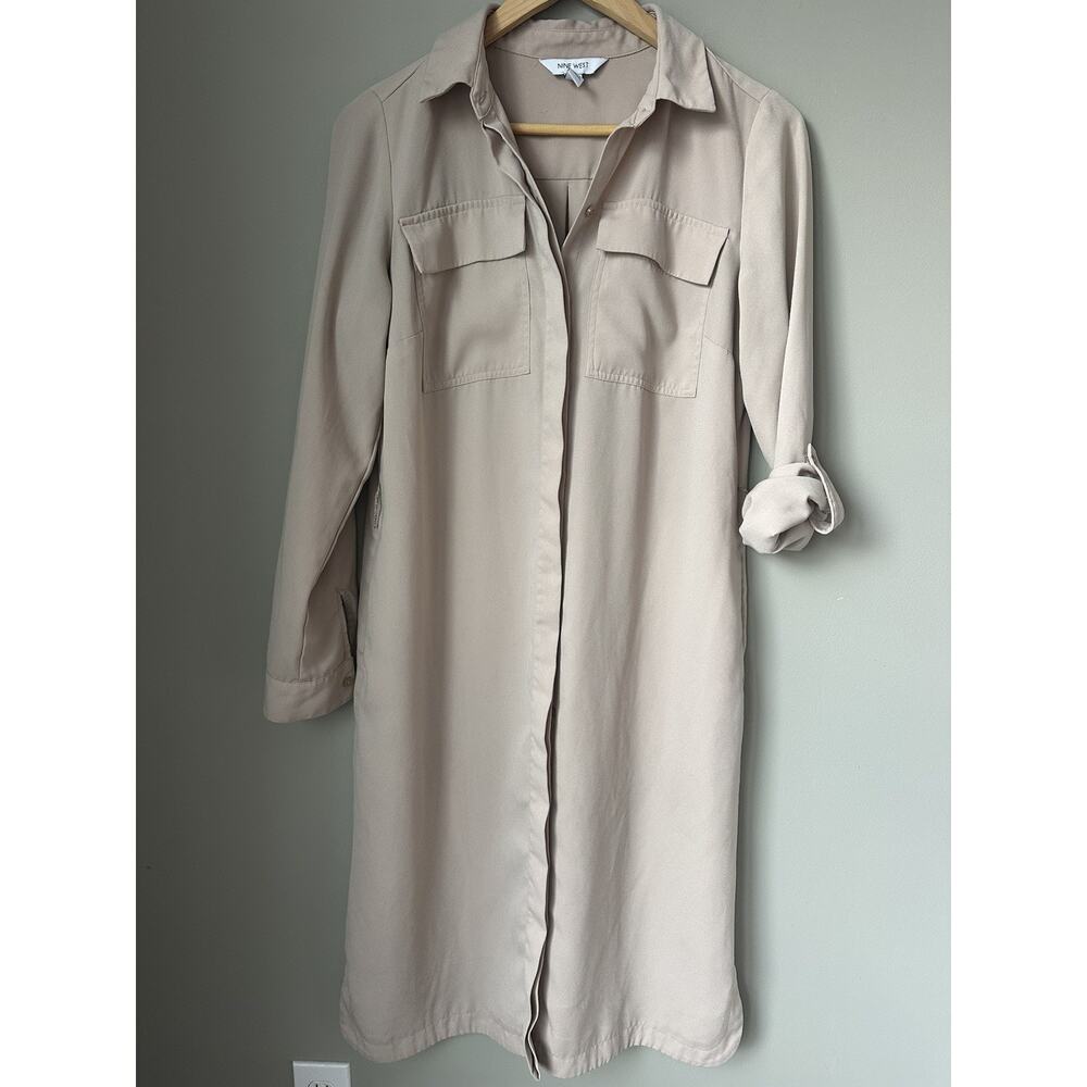 Nine West - Light brown (beige) long sleeve shirt dress women's size Small